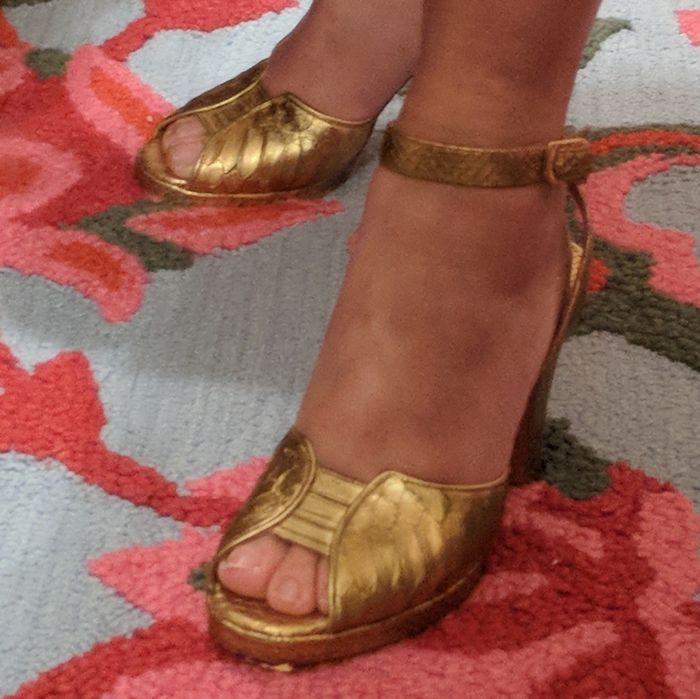 Terry De Havilland Gold Python Platform Sandals - image 3